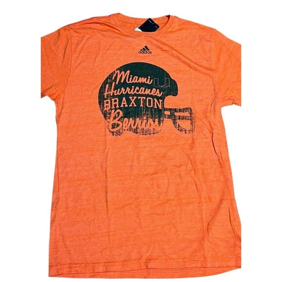 Adidas Miami Hurricanes Mens Small Miami Hurricanes Braxton Berrios T Shirt NWT - Picture 1 of 4